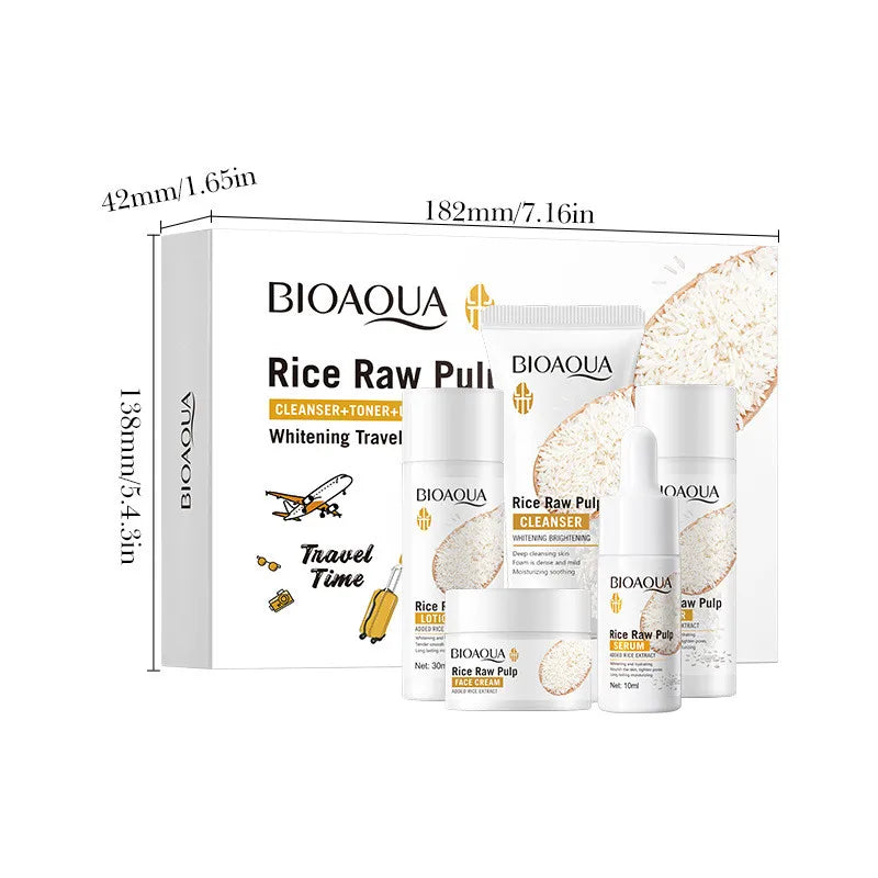 BIOAQUA Rice Raw Whitening 5-Piece Skincare Set – Brighten & Hydrate