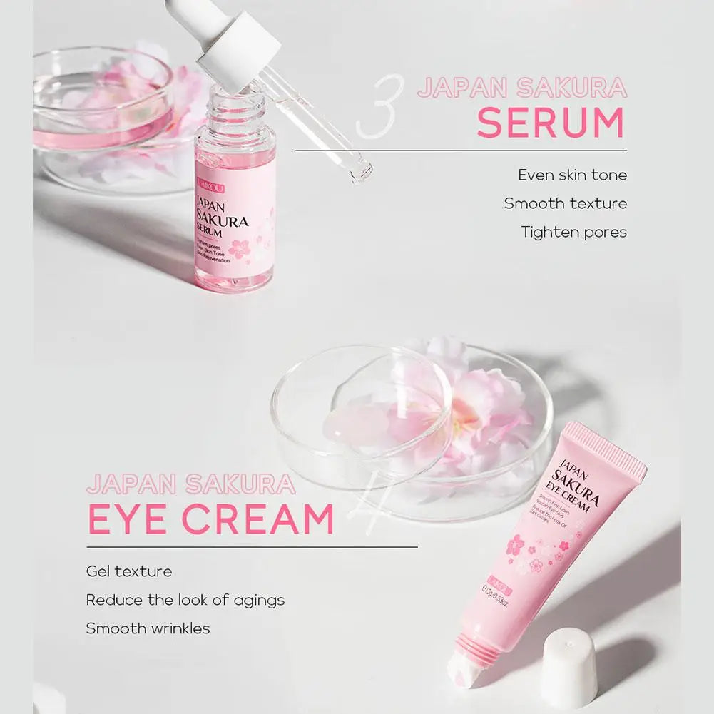 Sakura 6-Piece Skincare Set – Hydrating Face Cream, Serum & Toner