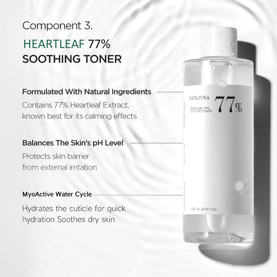 Anua Heartleaf 77% Skincare 4-Piece Set – Hydrating Alcohol-Free Toner & Face Care