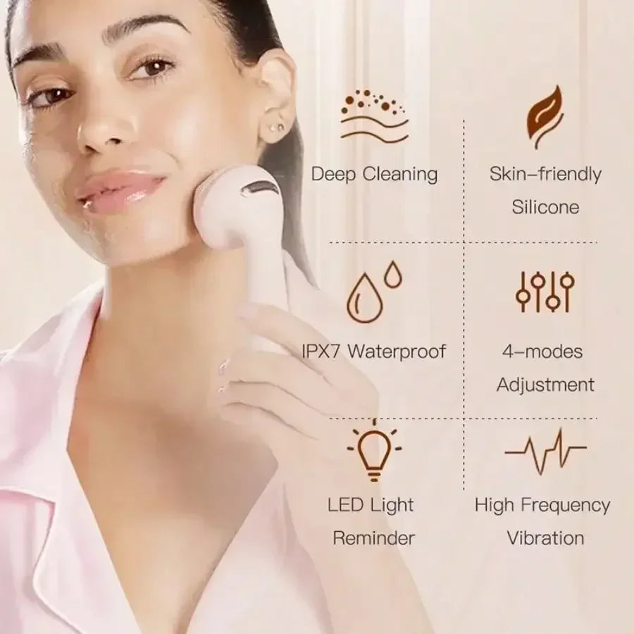 Electric Silicone Facial Brush – Waterproof Skin Massage Cleanser